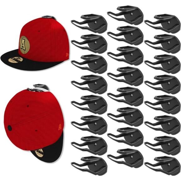24 Pack Adhesive Hat Hooks for Wall, Strong Hat Rack for Baseball Caps - Picture 1 of 7